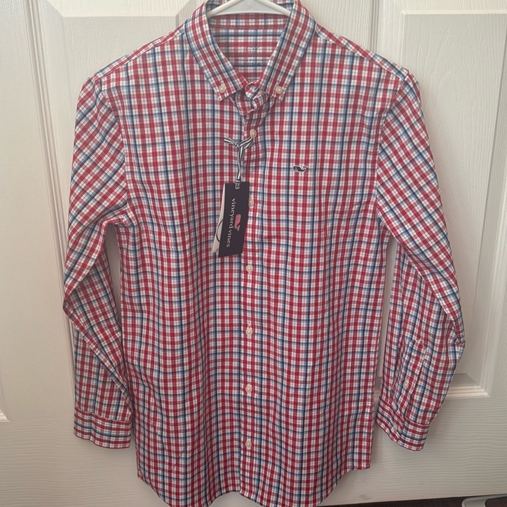 vineyard vines boys button down dress shirt size medium new with tags